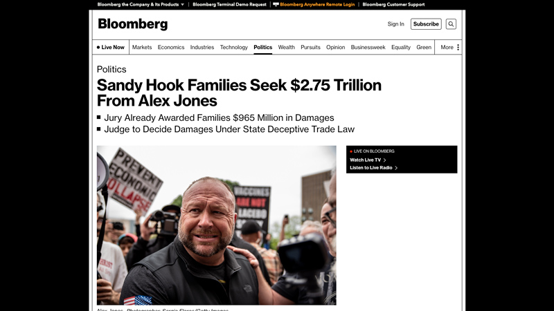 Breaking: Sandy Hook Families Now Seeking $2.75 TRILLION in Addition to Billion from Alex Jones