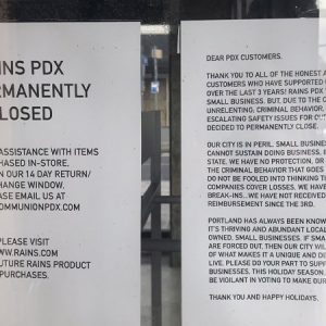 ‘City Is In Peril’: Shuttered Portland Business Posts Letter Decrying Rampant Theft