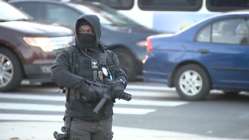 Heavily-Armed Security Guards Patrolling Philly Gas Station